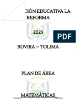 PLAN DE AREA MATEMÁTICAS 2023.docx - PLAN DE AREA MATEMÁTICAS 2023