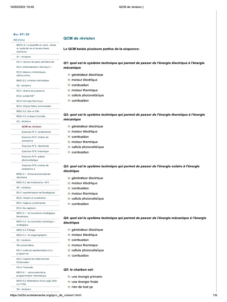 QCM de Révision | PDF