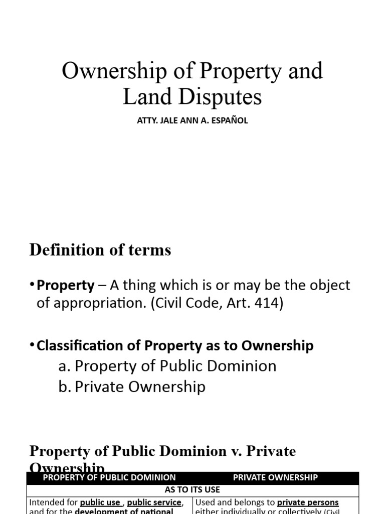Property Ownership and Land Disputes Guide | PDF | Property | Justice