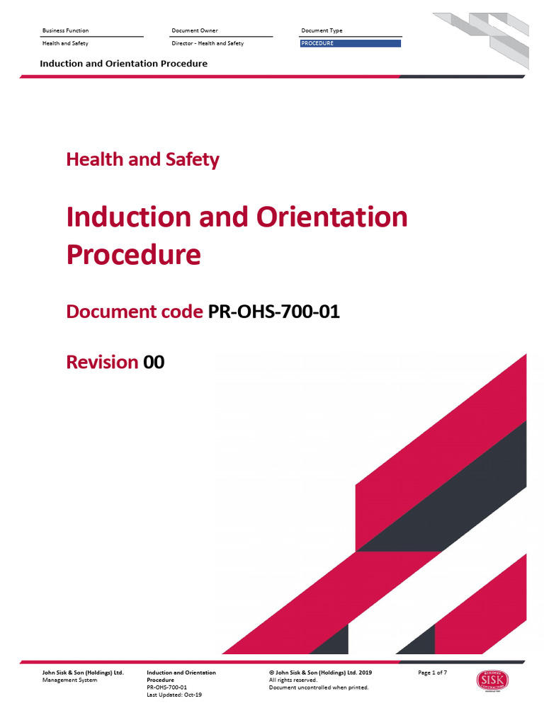 Sisk westham induction and orientation procedure pdf occupational