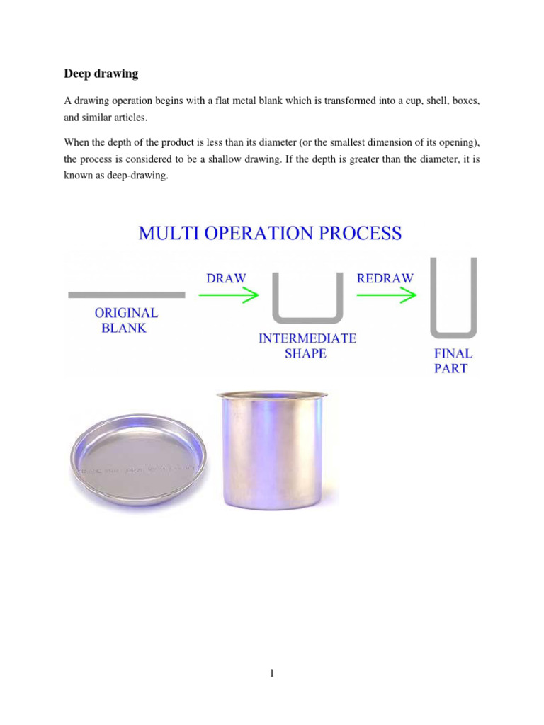 Deep Drawing Process and Calculations | PDF | Materials | Secondary ...