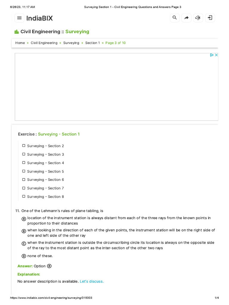 Indiabix Indiabix Civil Engineering PDF Surveying Science