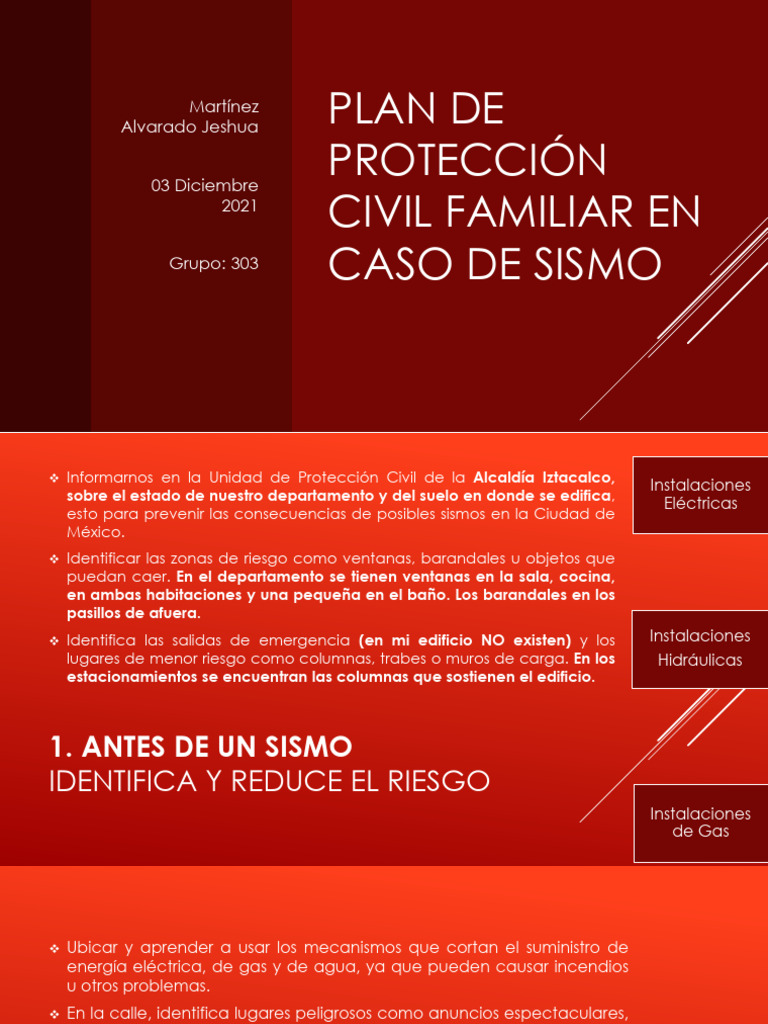 Plan de Protección Civil Familiar en Caso de | PDF | Temblores