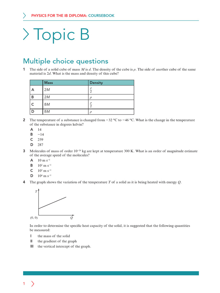 IB Physics Topic B MCQ Review | PDF | Gases | Temperature