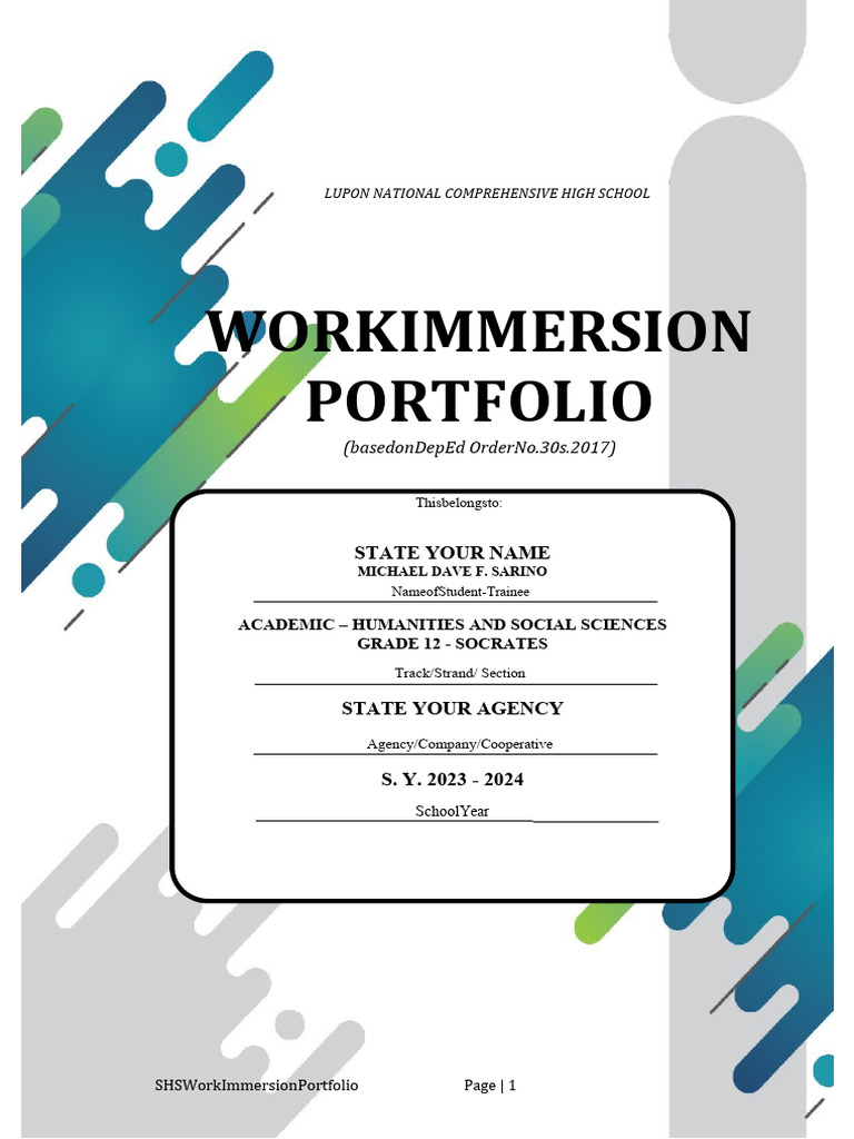 Senior High School Work Immersion Portfolio | PDF | Job Interview ...