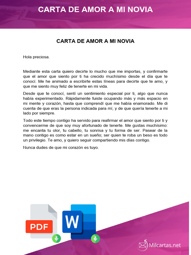 Carta de amor para mi novia | PDF | Amor