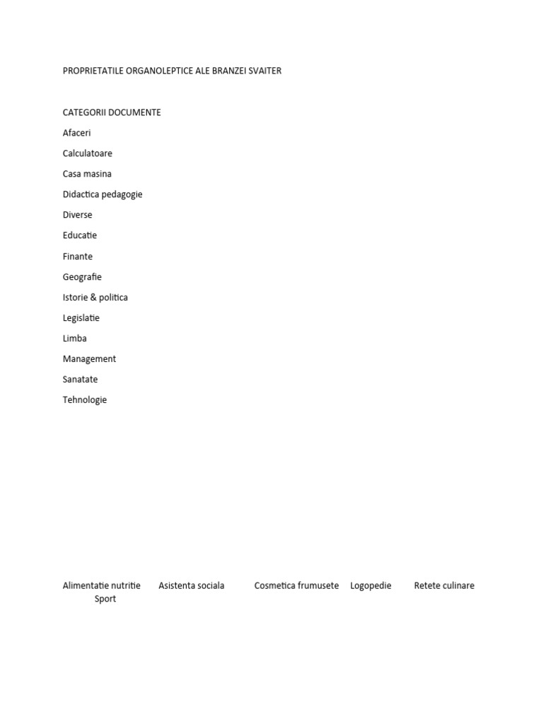 Proprietatile Organoleptice Ale Branzei Svaiter | PDF