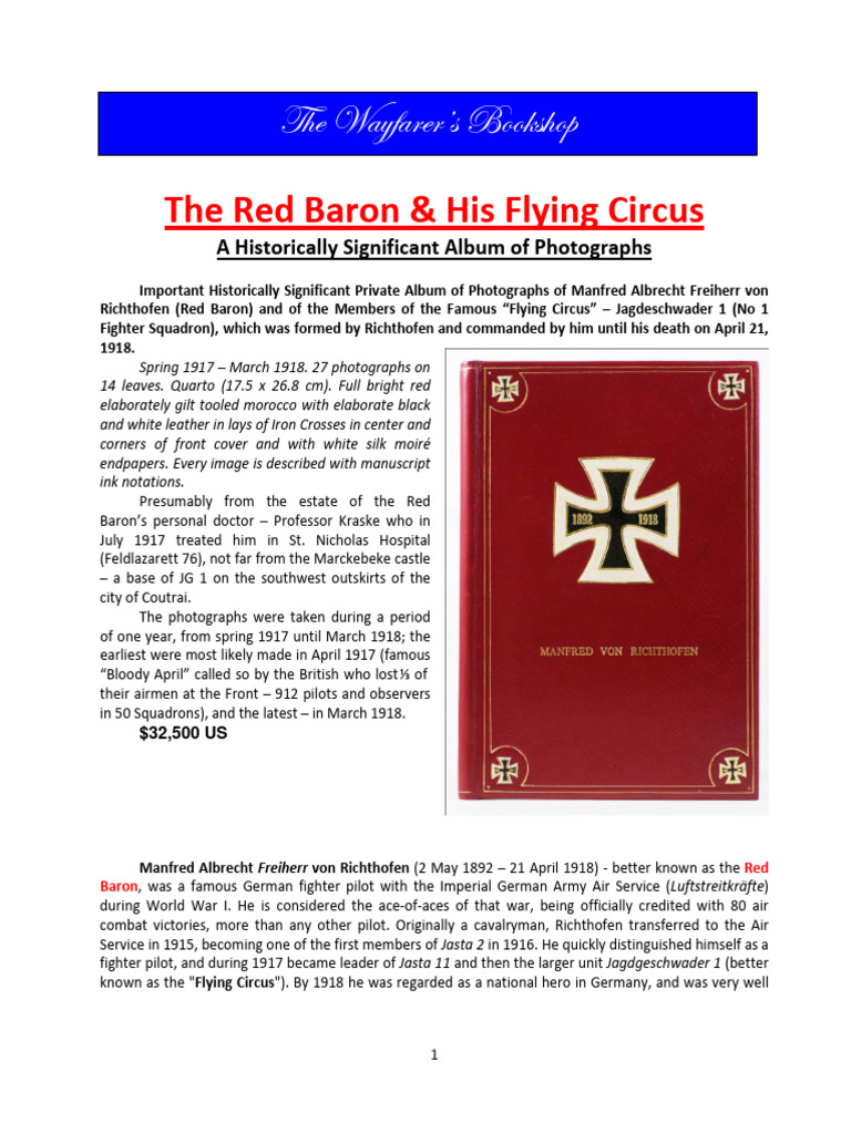 Red Baron: Photos & Legacy | PDF | Manfred Von Richthofen | Military ...