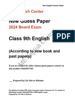 Class 9 New English Guess Paper by HOMELANDER