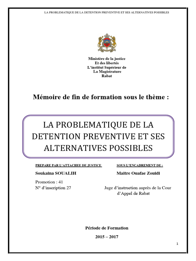 Problématique de la détention préventive | PDF | Présomption d ...