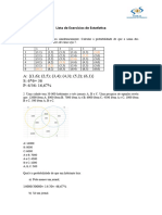 Lista de Exercício - Probabilidade