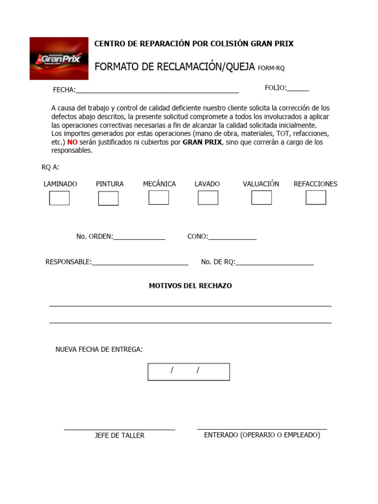 FORM-RQ reclamacion y queja | PDF