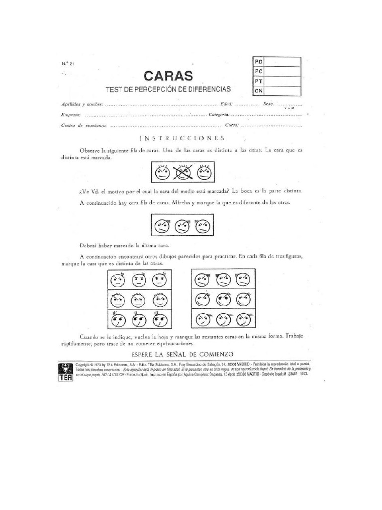 Test Caras Correccion