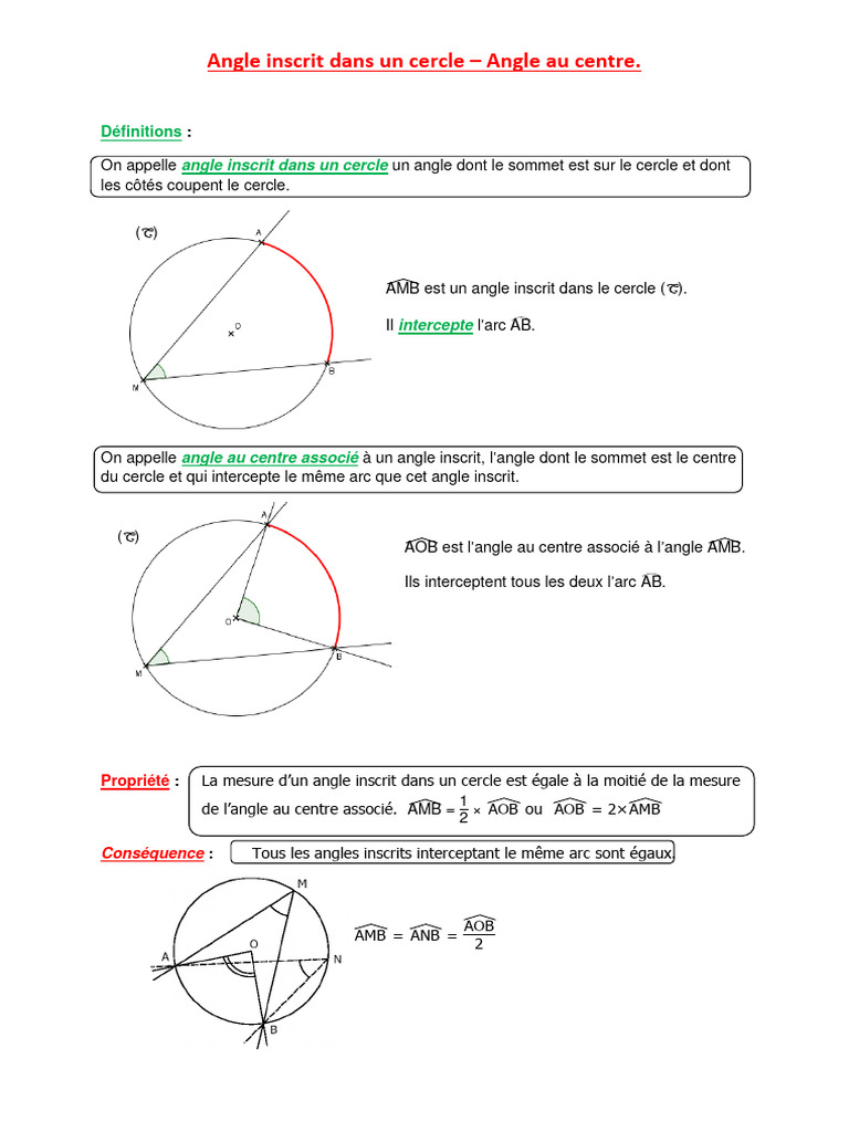 Angles inscrits et angles au centre | PDF