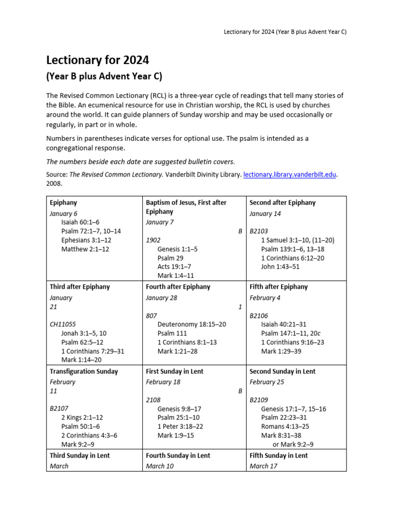 Lectionary 2024 Yearb PDF Lectionary Easter