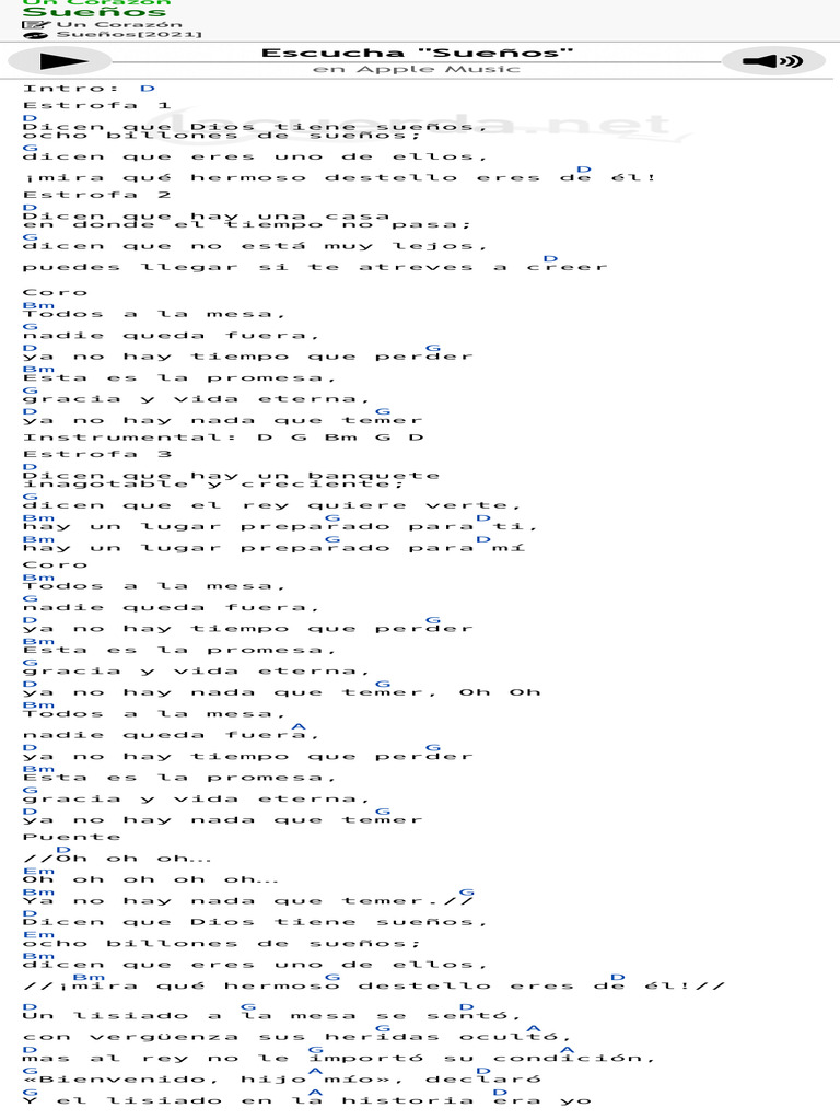 SUEÑOS, Un Corazón Acordes | PDF