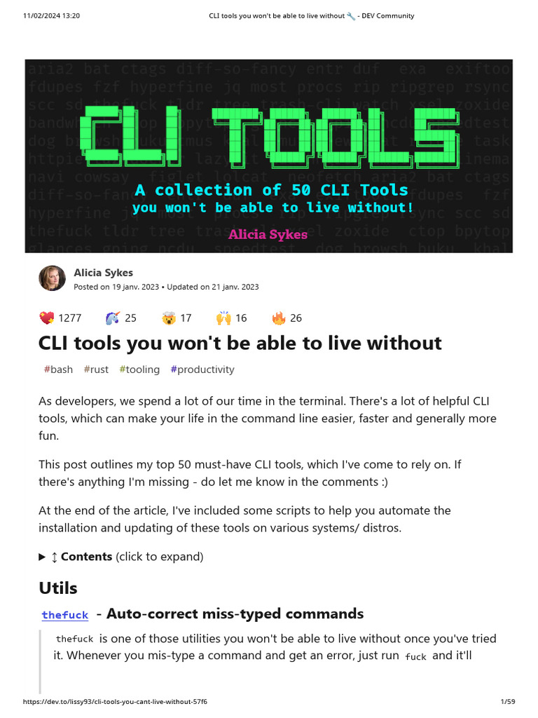 CLI Tools You Won't Be Able To Live Without ? - DEV Community | PDF ...