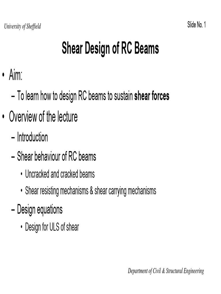 Shear Design of Reinforced Concrete Beams | PDF | Beam (Structure ...