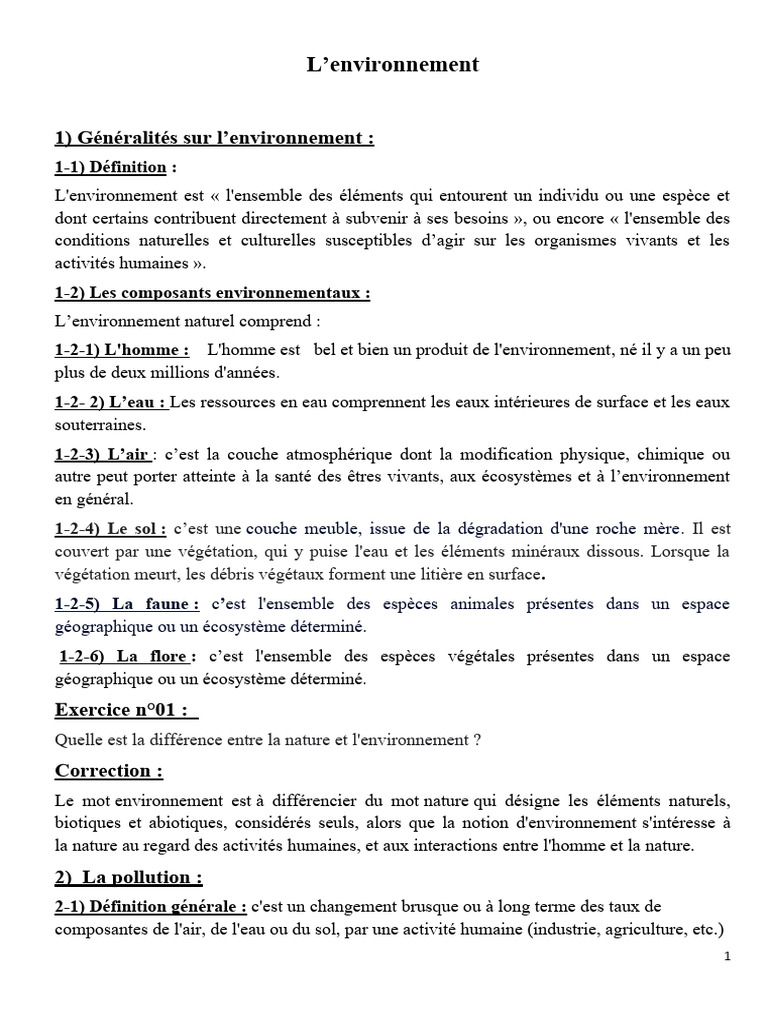 Comprendre l'environnement et la pollution | PDF | Environnement ...