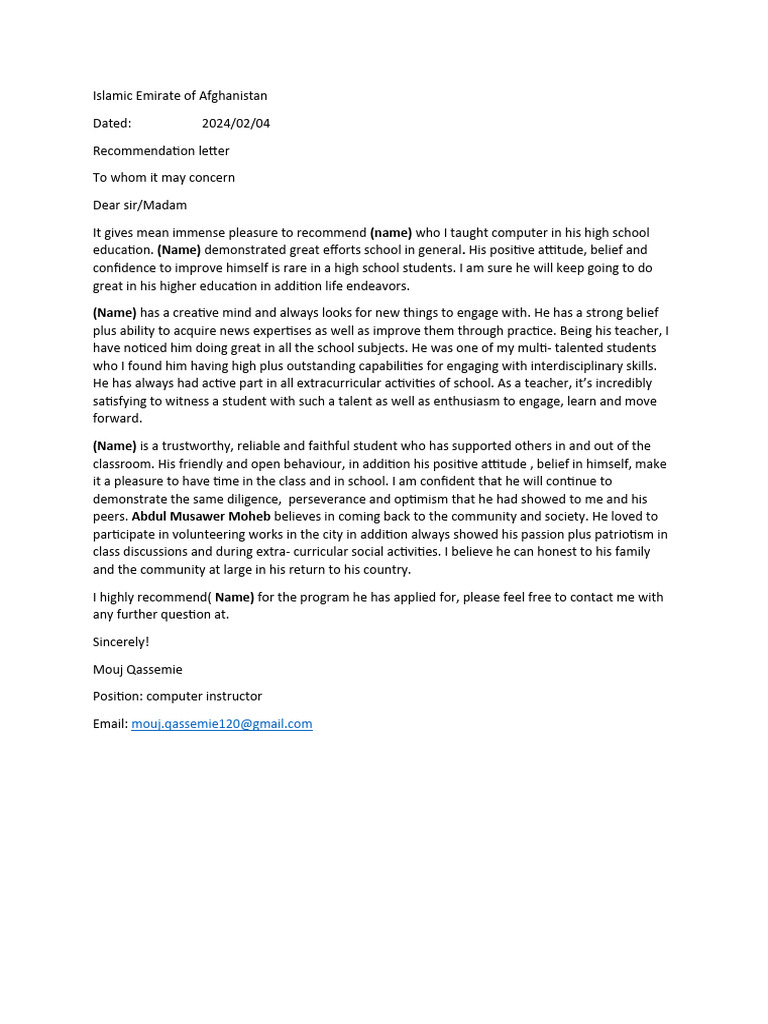 How To Write A Recommendation Letter | PDF