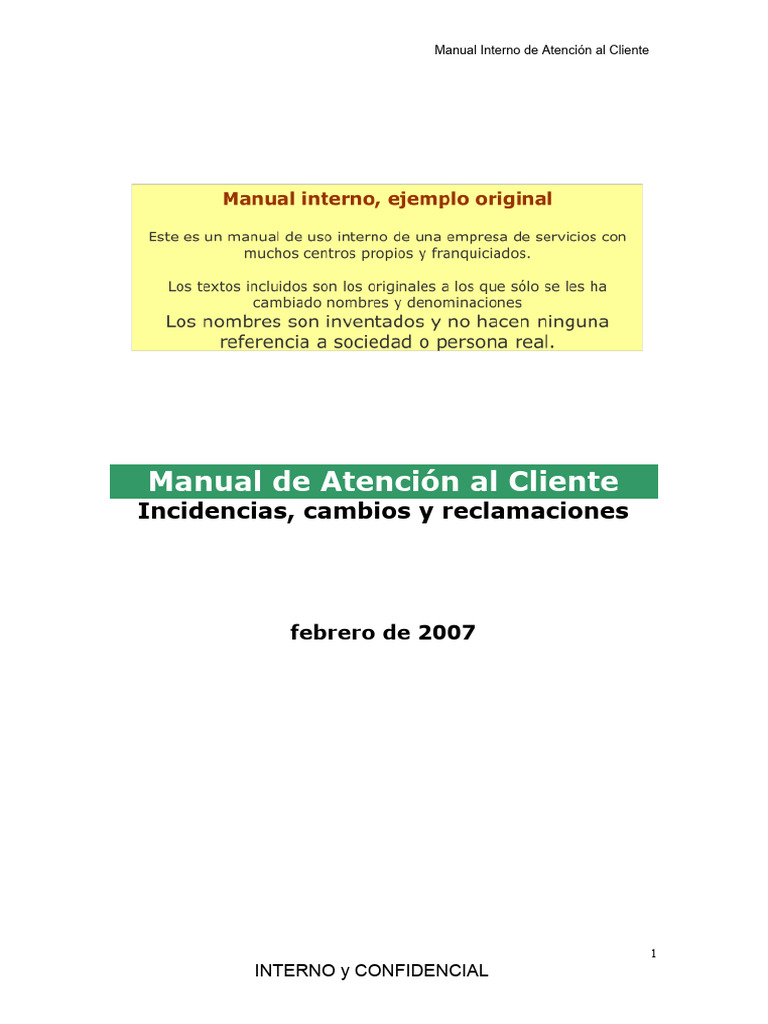 Manual Interno de Atención al Cliente | PDF | Servicio al Cliente
