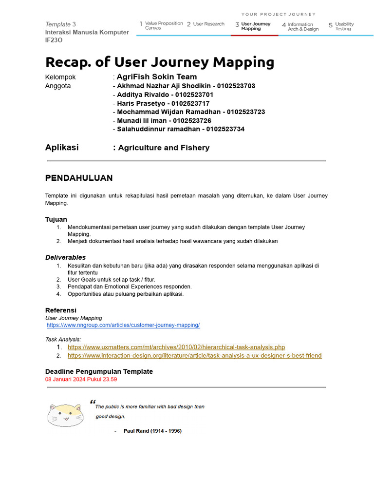 Template 3 - Rekap User Journey Mapping - AgriFish Sokin Team | PDF