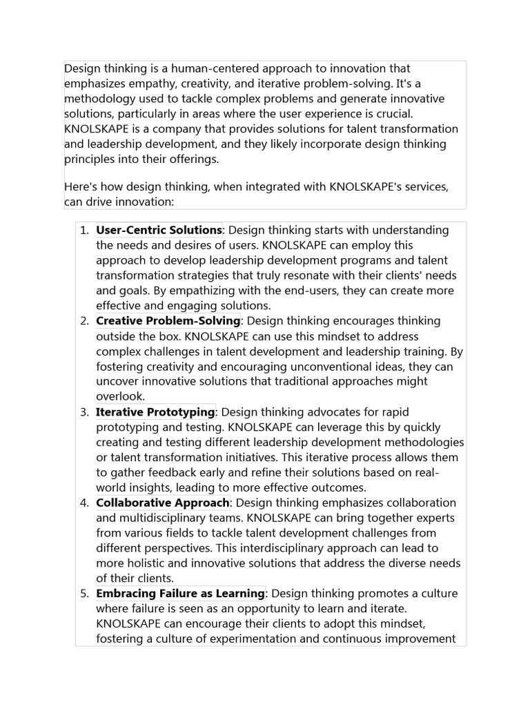 Integrating Design Thinking at KNOLSKAPE | PDF | Design Thinking ...