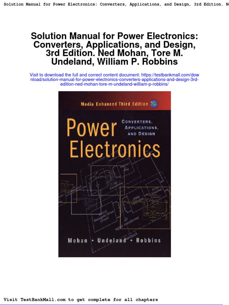 Solution Manual For Power Electronics Converters, Applications, and Design, 3rd Edition. Ned