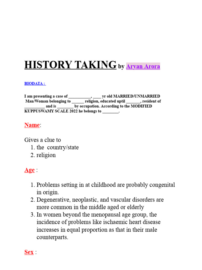 History Taking Medicine Pdf Respiratory Diseases Public Health