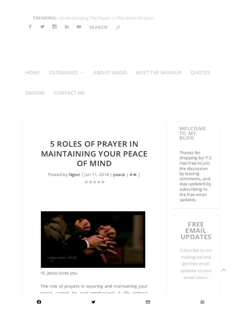 Prayer's Role in Inner Peace | PDF | Prayer | Jesus