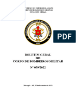 Boletim Geral DO Corpo de Bombeiros Militar #039/2022