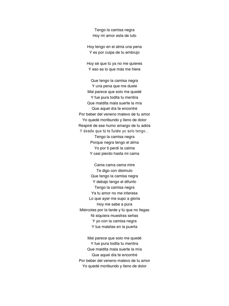 Total 48+ imagen letra de la cancion tengo la camisa negra