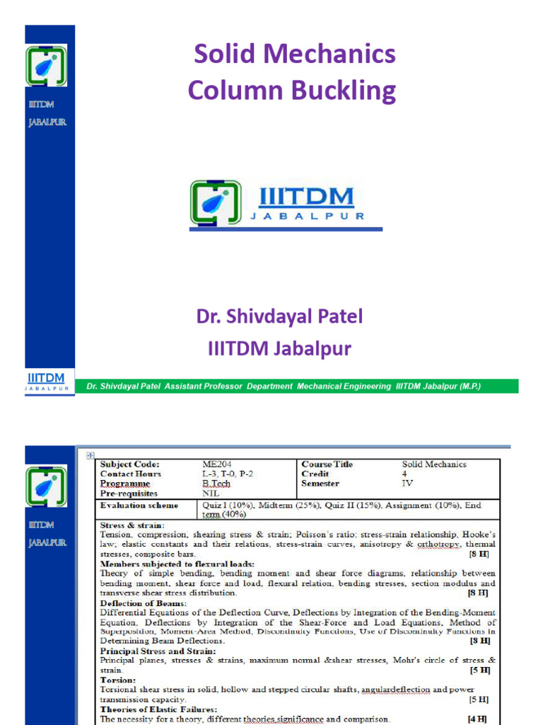 COLUMN AND BEAM BUCKLING - SDP - Solid Mechanics | PDF | Structural ...