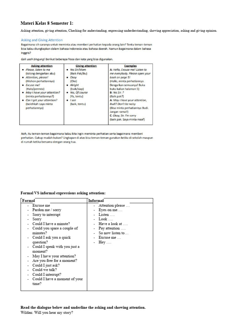 Materi Kelas 8 Semester 1 Pdf