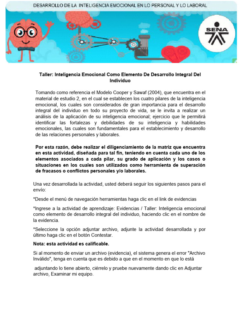 Taller de Inteligencia Emocional Integral | PDF | Las emociones ...