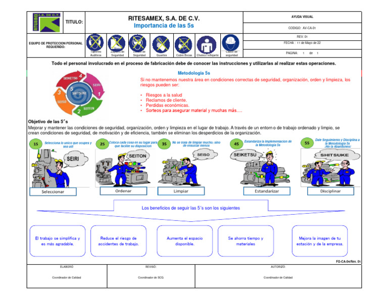 AV-CA-01 Ayuda Visual Importancia de Las 5s Ver 01 | PDF | Business