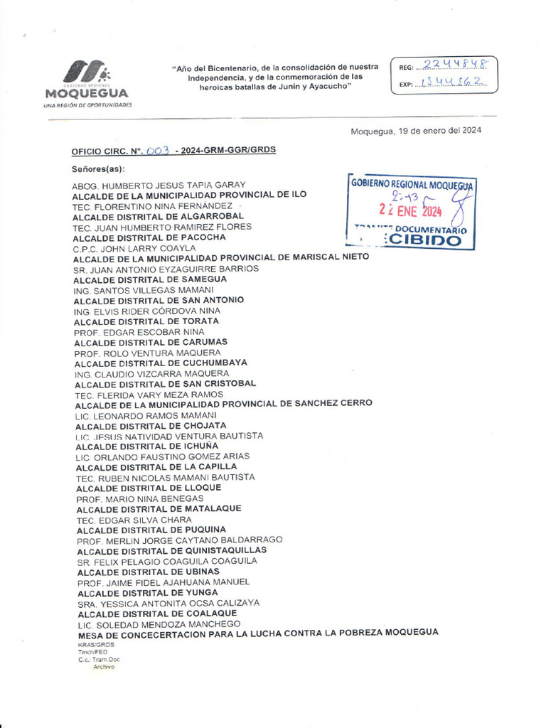 003 Ofic. Circ. Invitacion | PDF