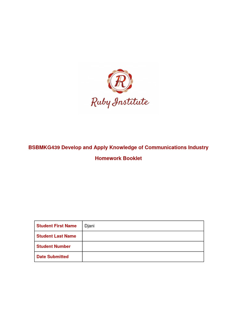 BSBMKG439 Homework Booklet | PDF | Cognitive Science | Communication