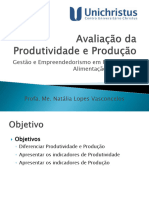 AULA 16 AVALIAÃ Ã O DA PRODUTIVIDADE e PRODUÃ Ã O