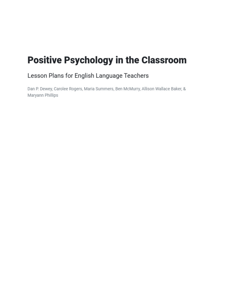 Positive Psychologyinthe Classroom | PDF | Positive Psychology ...