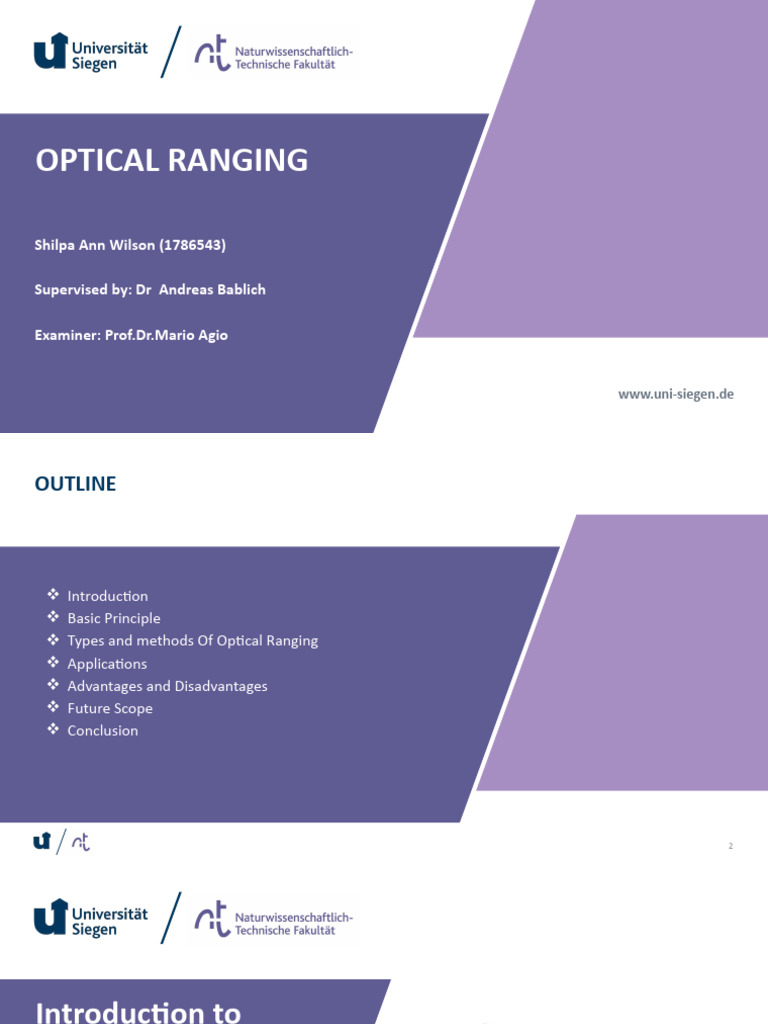 Overview of Optical Ranging Methods | PDF | Optics | Light