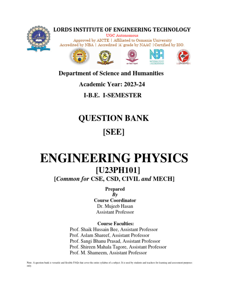 Engineering Physics Question Bank 2023-24 | PDF | Superconductivity ...