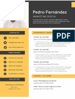 Currículum Vitae CV de Marketing Moderno Amarillo y Negro