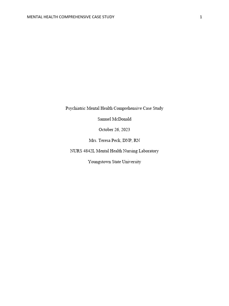 Case Study MH Final | PDF | Mental Health | Mental Disorder