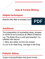 Level 3 Unfamiliar Text - Formal Writing Techniques