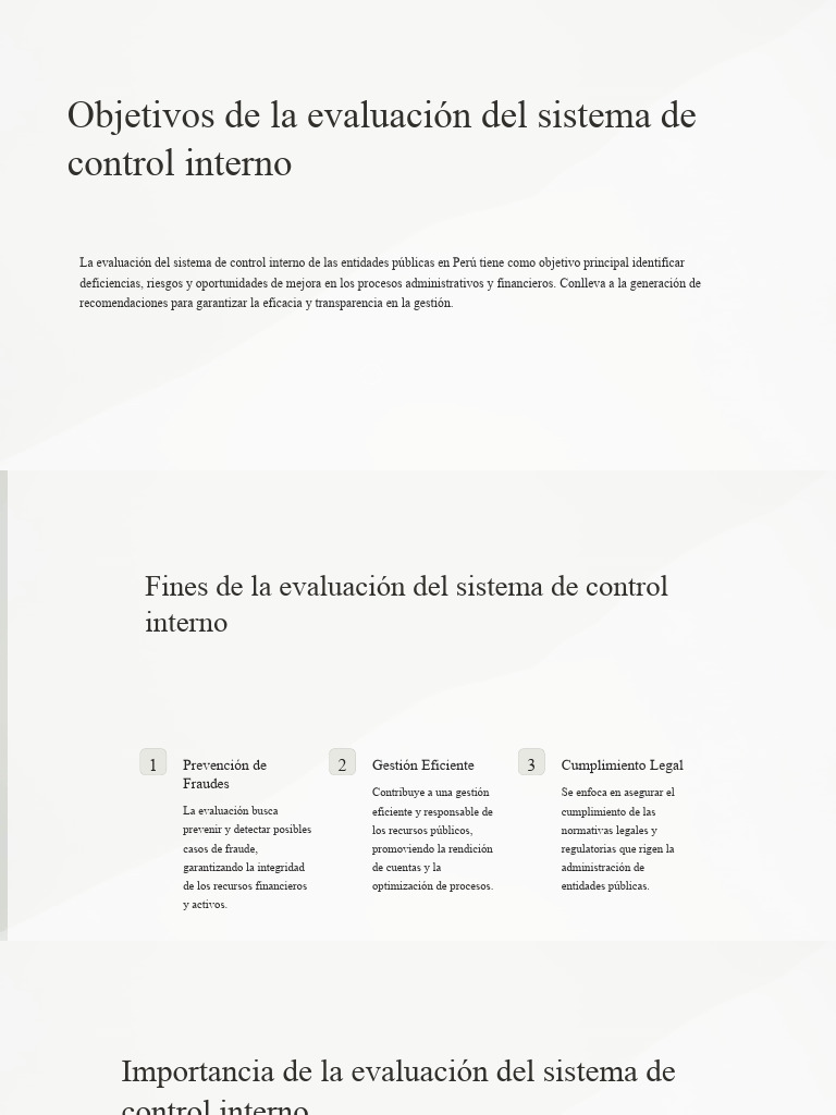 Objetivos de La Evaluacion Del Sistema de Control Interno | PDF ...