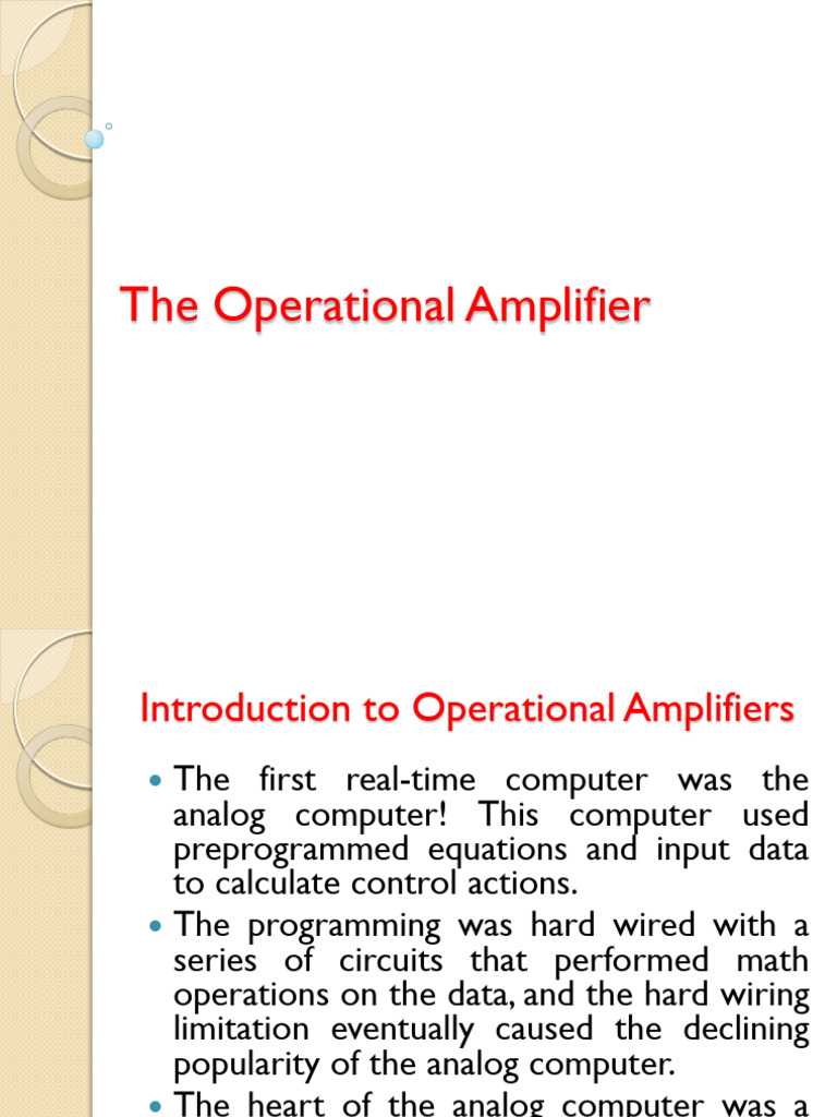 The Operational Amplifier Circuit Diagram
