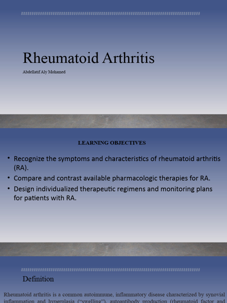 Understanding Rheumatoid Arthritis Symptoms | PDF | Rheumatoid ...