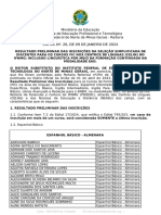 Edital Nº 26 - Resultado Preliminar Das Inscrições Dos Candidatos Aos Cursos FIC CELIN Do IFNMG