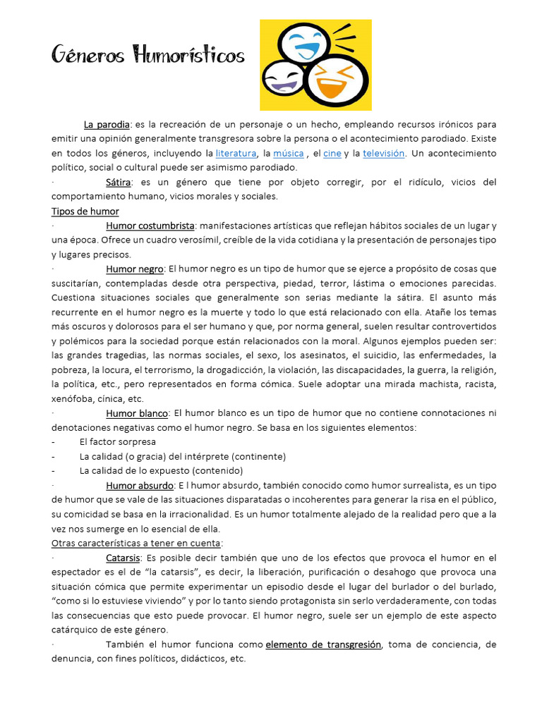 GÉNEROS HUMORÍSTICOS | PDF | Humor